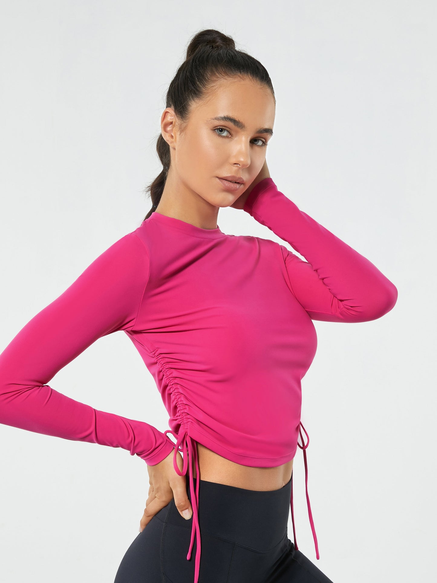 Beyond Nude Drawstring Long Sleeve Top