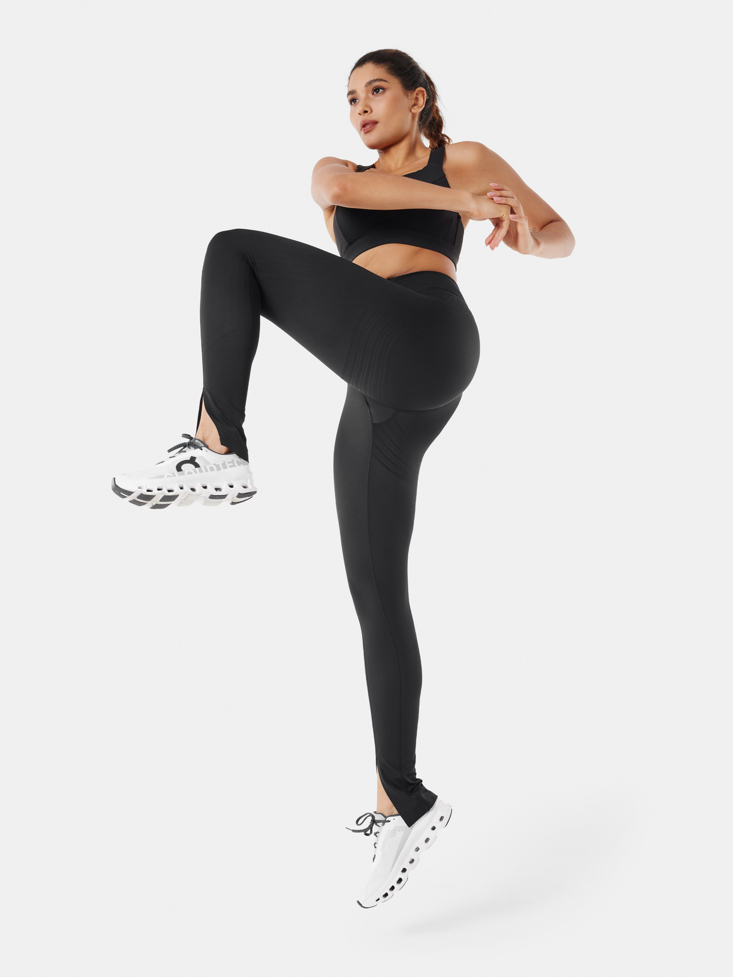 Body Sculpt Front Slit Leggings (Reversible Wear)