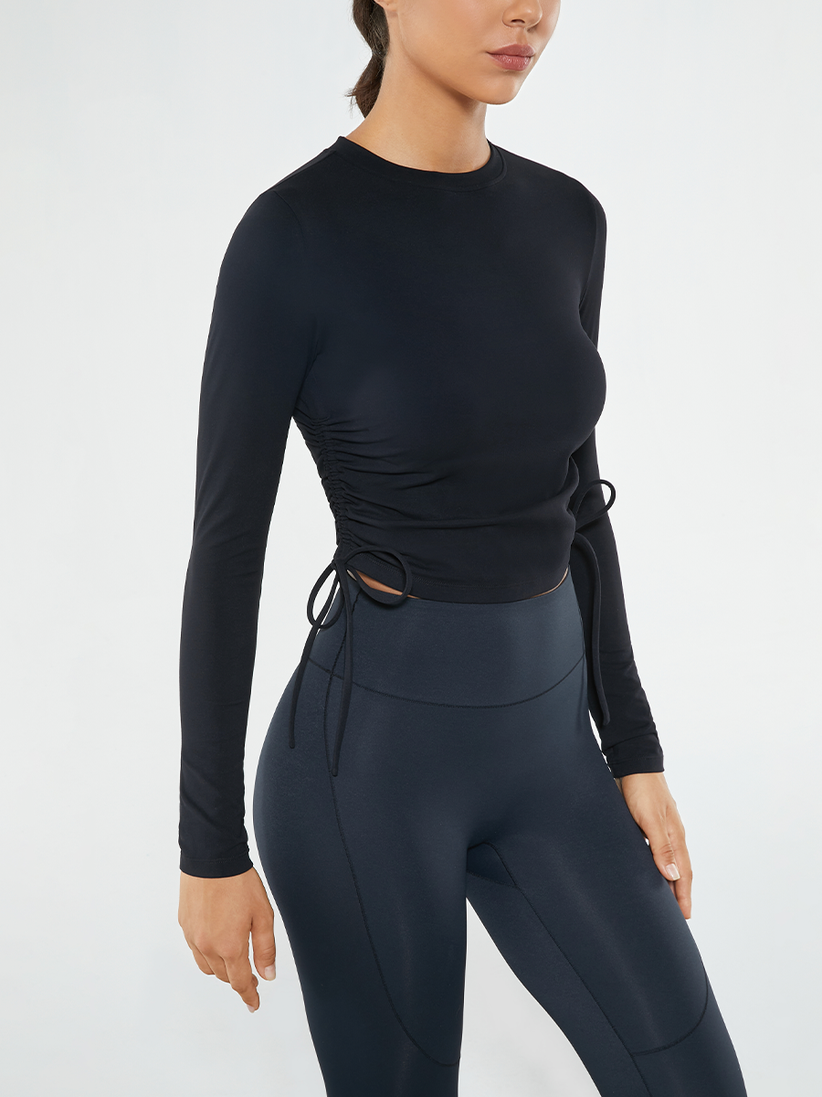 Beyond Nude Drawstring Long Sleeve Top