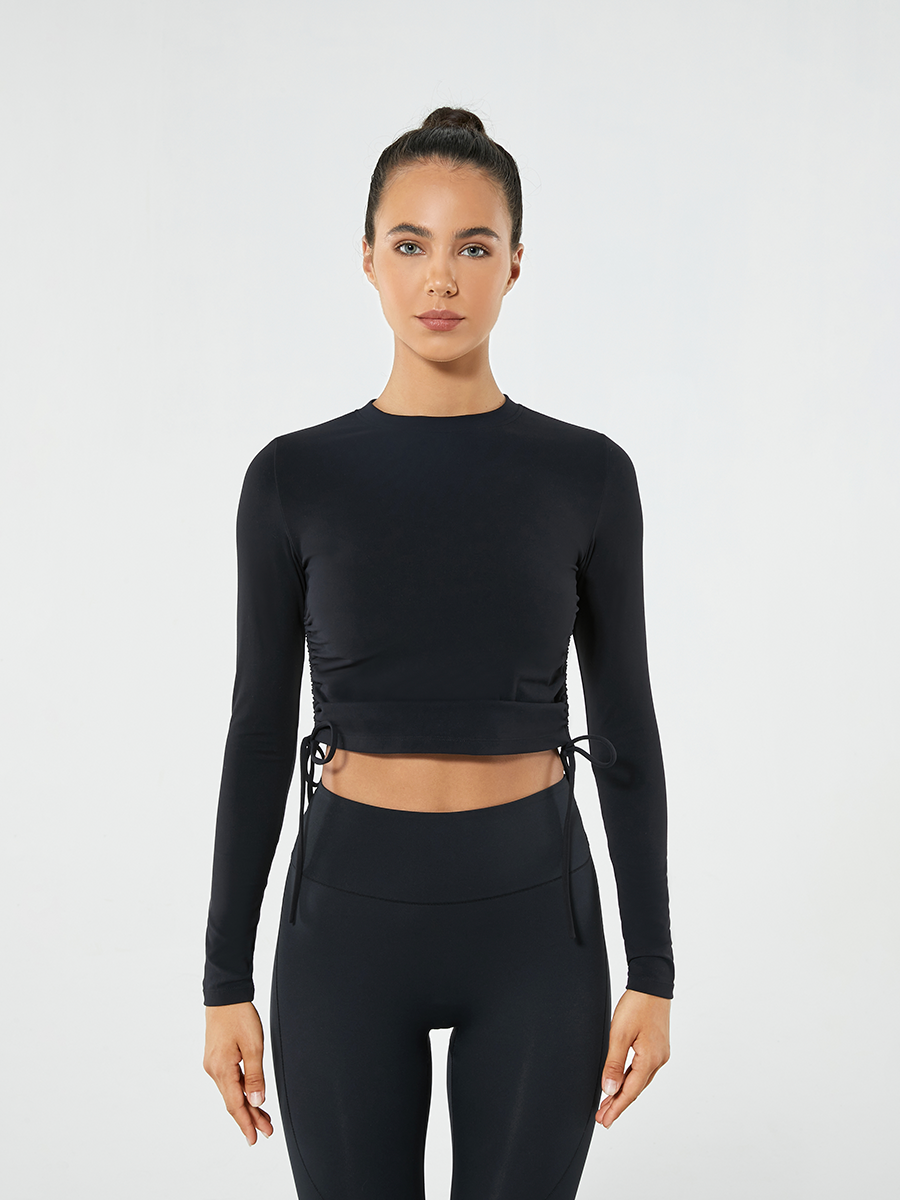 Beyond Nude Drawstring Long Sleeve Top